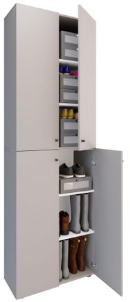 ebuy24 Ebuy24 - Vcm Xl Wood Gran Gabinete De Zapatos Estante De Zapatos Botas Grandes Muebles De Piso Lona 6 Compartimentos Puertas De Torneado (gris)