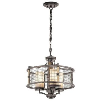 OEM Hierro, Madera Y M&aacute;rmol - L&aacute;mpara De Ara&ntilde;a De 3 Luces