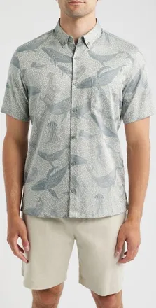 Tori Richard Marine Mosaic Jacquard Cotton Shirt in Grey at Nordstrom, Size Xx-Large
