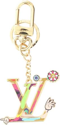 Louis Vuitton 2021-2025 Takashi Murakami Gold Plated Iconic Superflat Holder key chain - Oro