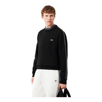Lacoste Hoodies & sweatvesten, Heren, Zwart, XL, Katoen, Stripe Band Fleece Sweatshirt