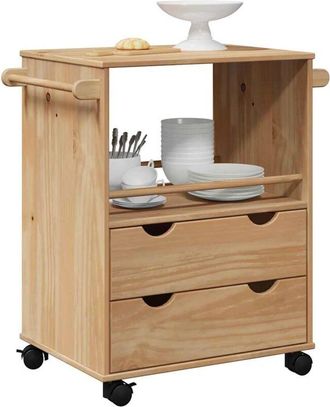 vidaXL Carrello da Cucina otta 59x45x80 cm in Legno Massello di Pino - Vidaxl
