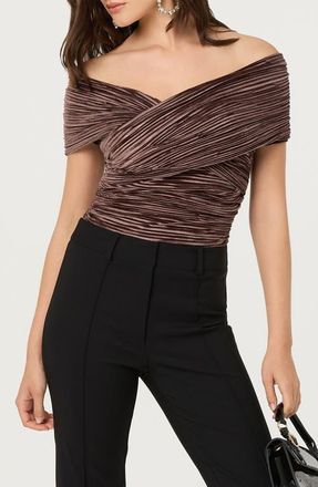 ASTR the Label Mallina Off the Shoulder Top in Mushroom at Nordstrom, Size X-Small