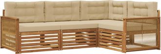 vidaXL Conjunto De Sof&aacute;s De Exterior 4 Uds. Natural Y Beige Vidaxl