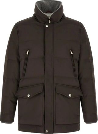 Brunello Cucinelli Stretch Bonded Nylon Down Parka - Heren - Mantels - Bruin - Maat: XL Nylon