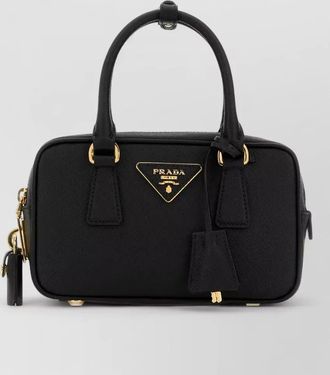 Prada mini handbag bauletto style gold hardware top handles