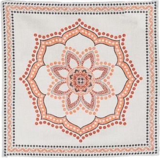 Brunello Cucinelli MenS Cream And Orange Patterned Pocketsquare, One Size