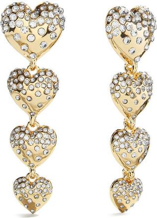 BaubleBar Isabelle Pav&eacute; Heart Linear Drop Earrings in Gold/Clear at Nordstrom