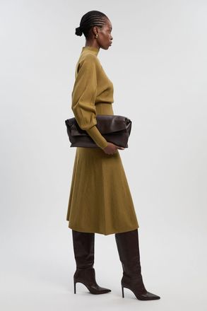 Karen Millen Womens Wool Look Rounded Sleeve Knit Midaxi Dress - Green Viscose - Size X-Small