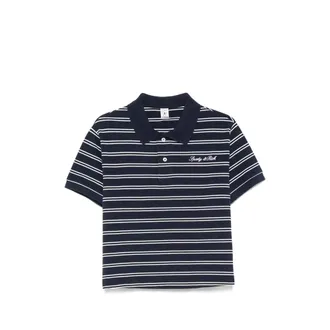 Sporty & Rich Signature Logo Striped Short-sleeve Polo Shirt