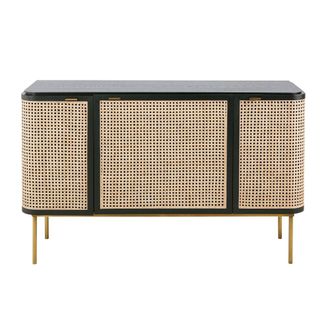 Maisons du monde Aparador con 3 puertas de rejilla de rat&aacute;n 125 cm