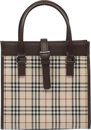 Burberry Nova Check Beige Canvas Tote Bag (Pre-Owned)