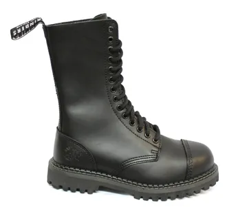 Grinders Unisex Leather Military Boots - Herald - Black - Size UK 12