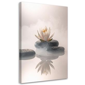 Feeby Cuadro Sobre Lienzo, Piedras Florales De Loto Plantas Zen Spa, 70x100