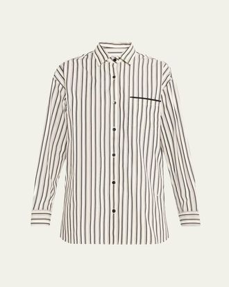 Maria McManus Striped Cotton Sateen A-Line Tunic Shirt