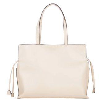 Estro & Luminara Large Leather Shopper Bag with Drawstrings - female - Estro - Shopping Bags - Beige - ONE SIZE - Bags