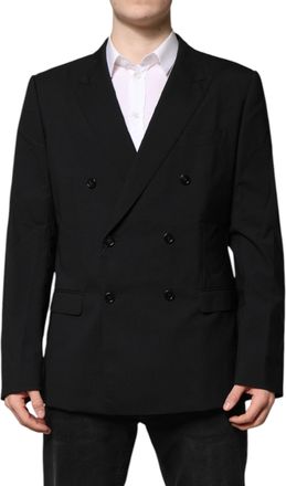 Dolce & Gabbana Mens Black Martini Double Breasted Suit Jacket Virgin Wool Elastane