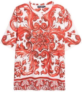 Dolce & Gabbana Majolica Print Graphic T-Shirt in Id5Dq Maiolica 1L Rubino at Nordstrom, Size 46