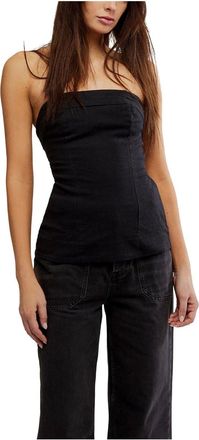 Free People Lora Tube Top Womens Black Adjustable Strap Blouse GBO3518