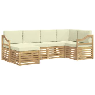 vidaXL Conjunto De Sof&aacute;s De Exterior 6 Pcs Blanco Y Crema Poli&eacute;ster Vidaxl