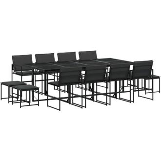 vidaXL Juego De Comedor De Jard&iacute;n 13 Pzas Con Cojines Textileno Negro Vidaxl
