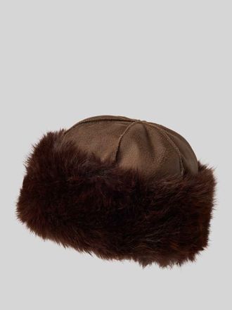 Gina Tricot M&uuml;tze mit Kunstfell Modell Sherling hat in Dunkelbraun, Gr&ouml;&szlig;e 1