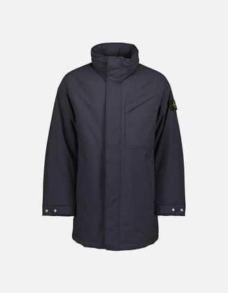 Stone Island Mens Padded Soft Shell-R_E DYE Long Jacket - Navy - Size: 42/Regular