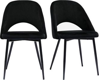 Miliboo Miliboo - Set De 2 Sillas De Terciopelo Negro Con Patas De Metal Cosette