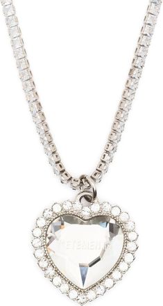 VETEMENTS crystal-embellished heart-shaped necklace - unisex - Metal/Crystal - One Size - Silver