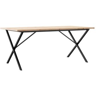 vidaXL Vidaxl - Mesa De Comedor Marco X Madera Maciza Pino Acero 180x90x75,5 Cm