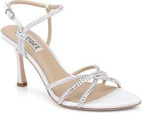 Badgley Mischka Julietta Ankle Strap Sandal in White Satin at Nordstrom Rack, Size 7.5