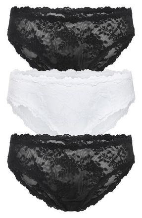 Honeydew Intimates Maria 3-Pack Bikini Briefs in Black/Ivory/Black at Nordstrom, Size X-Large