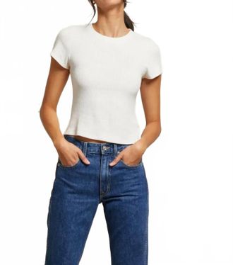 perfectwhitetee Gabby Sweater Rib Short Sleeve Crew Neck Tee In Sugar