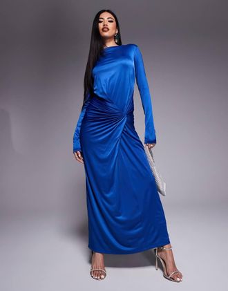 Daska Vestito blu cobalto con incrocio sul davanti