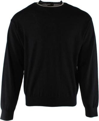 Armani Jacquard Eagle Jumper - Heren - Ronde hals truien - Blauw - S - Wol - Truien & Vesten