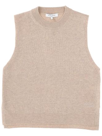 Maison Kitsun&eacute; Beige Ribbed Boxy Wool Vest