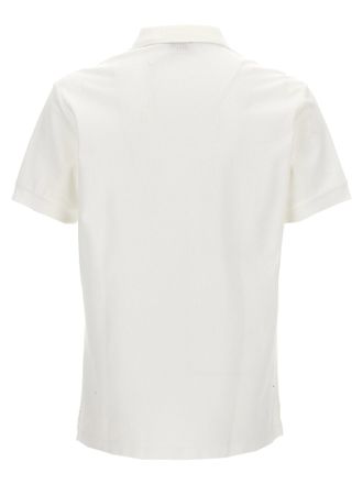 Burberry Logo-Embroidered Piqu&eacute; Cotton Polo Shirt - Ivory