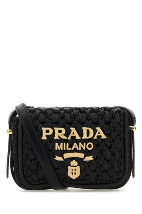 Prada Black raffia crossbody bag