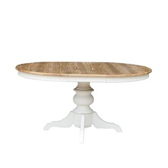 Robin des Bois Mesa redonda de roble con 1 extensi&oacute;n para 4/6 cubiertos blanco