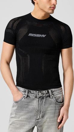 Misbhv Mens Openwork knit signature fitted T-shirt