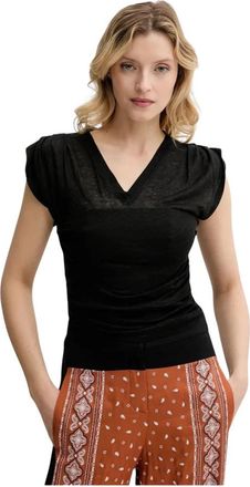 Pinko Torn top lino stretch - Dames - T-shirts - Zwart - M - Linnen - Tops