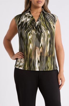 Anne Klein Extended Shoulder Cowl Neck Top in Bay Leaf Multi at Nordstrom, Size 1 X
