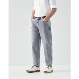 Brunello Cucinelli MenS Dark Grey Stone Denim Trousers, Size 34