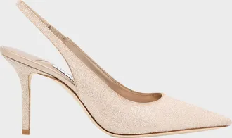 Jimmy Choo London 85mm Love Glittered Leather Slingback Pumps