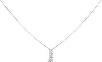 House of Brilliance 14K Gold 1/2 Cttw Lab Grown Diamond Three Stone Pendant Necklace in White at Nordstrom