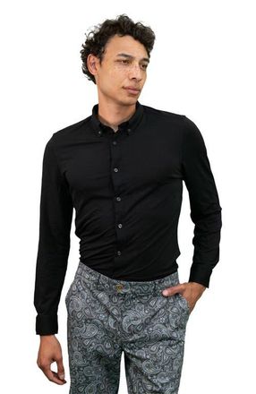 Lords of Harlech Sawyer Knit Button-Up Shirt in Black at Nordstrom, Size Xx-Large