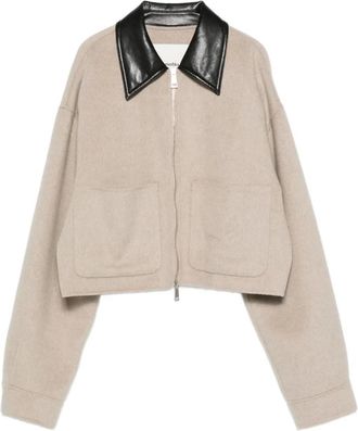 Nanushka Giacca con zip e colletto in pelle - Toni neutri