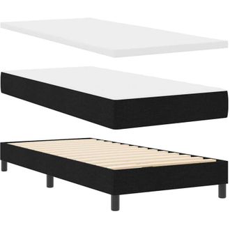 vidaXL Cama Box Spring Con Colch&oacute;n Con Colch&oacute;n Negro 90 X 200 Cm Tela Vidaxl