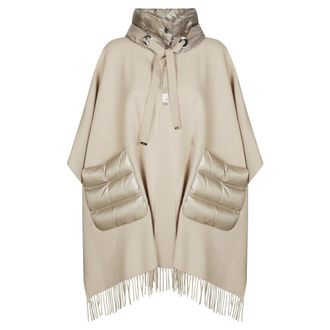 Herno Jassen, Dames, Beige, ONE Size, Ultralight Poncho met Warme Details