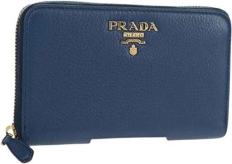 Prada Pre-owned Wallets, female, Blue, Size: ONE SIZE Pre-owned Leather Wallet